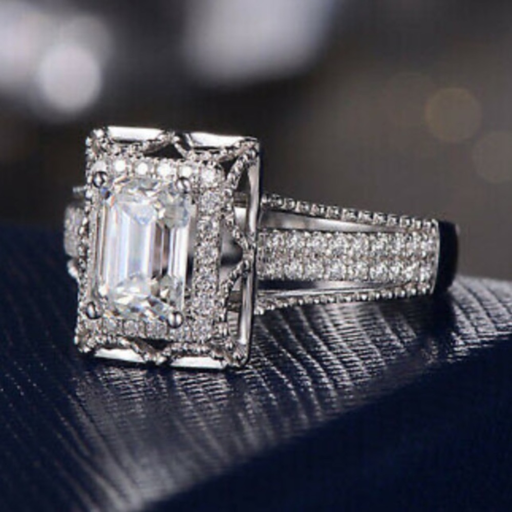 New 925 Sterling silver diamond stone ring - Picture 2 of 7